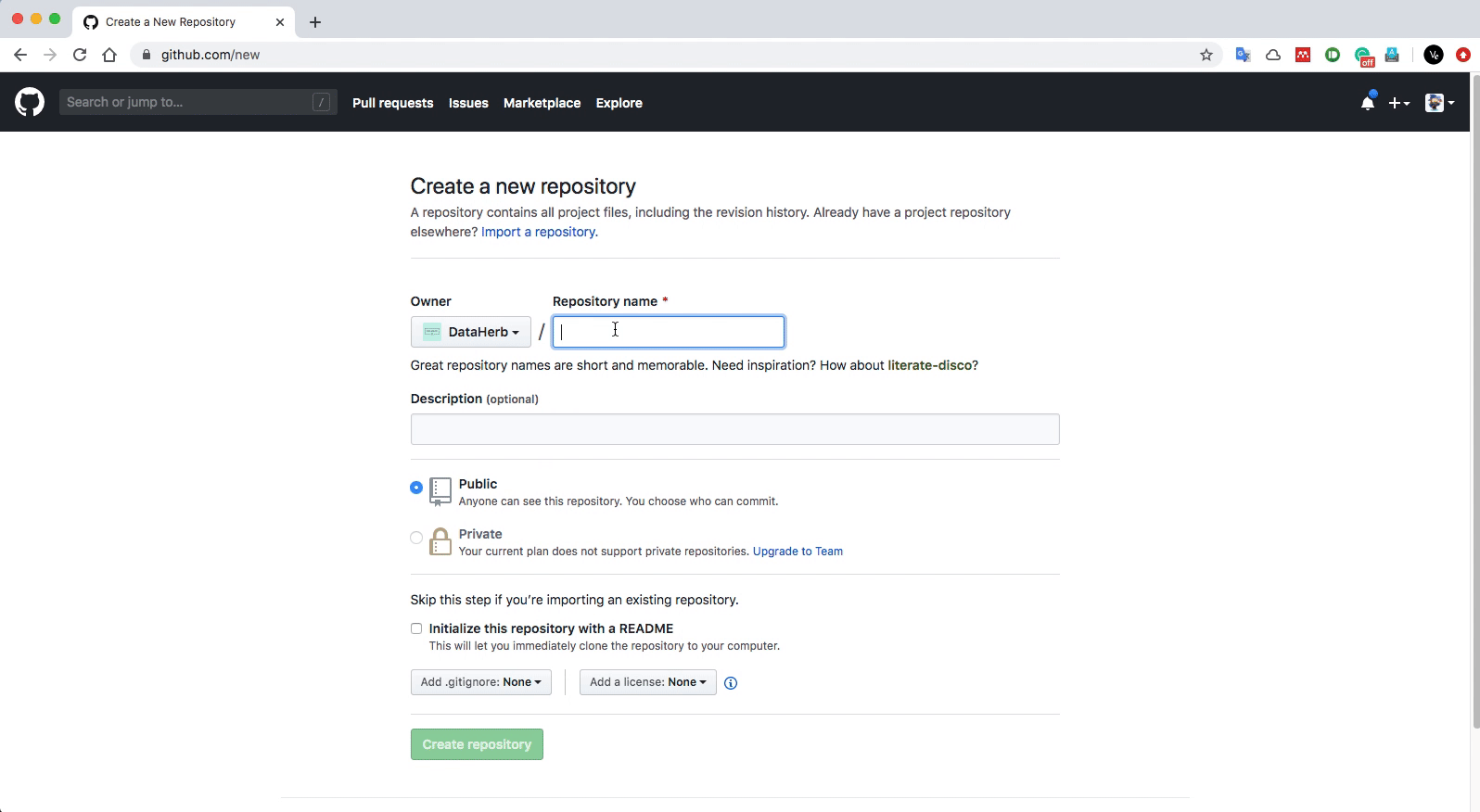 How to create a GitHub repository to host a dataset